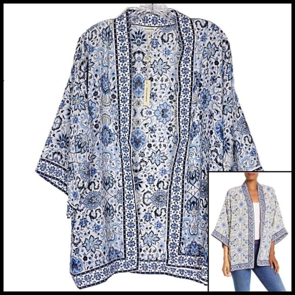 Max Studio Jackets & Blazers - Max Studio Floral Three-Quarter Kimono Jacket